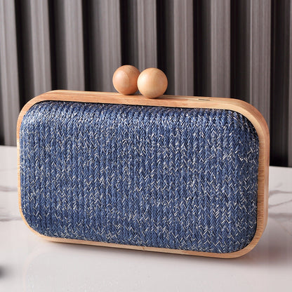 Woven Fabric Evening Clutch Bag Stylish Handheld Purse