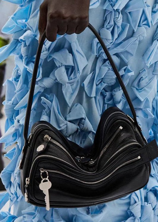Crescent Bag Vegan Leather Zip Accent