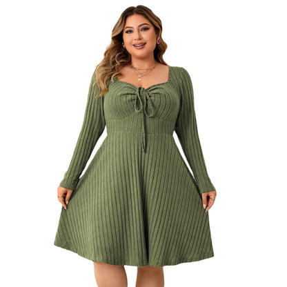 Plus Size Floral Print Elegant Long Sleeve Dress