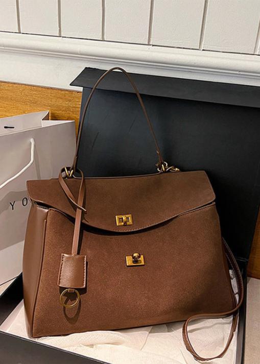 Top Handle Leather Satchel With Gold Tone Hardware