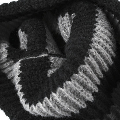 Stripe Contrast Color Knit Beanie