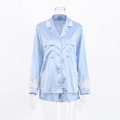 Feather Solid Color Sleepwear Sets