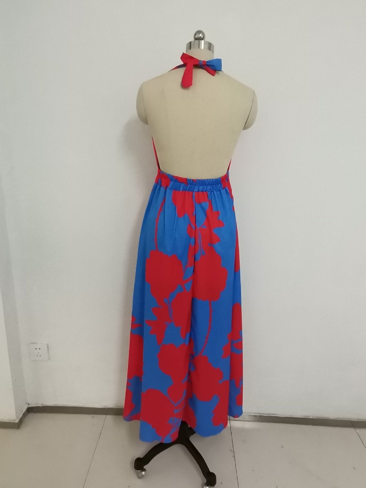 Summer Bohemian Printed V-Neck Suspender Sleeveless Dress Mp-683