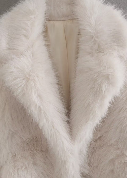Plush Faux Fur Coat Ivory Cozy Elegant