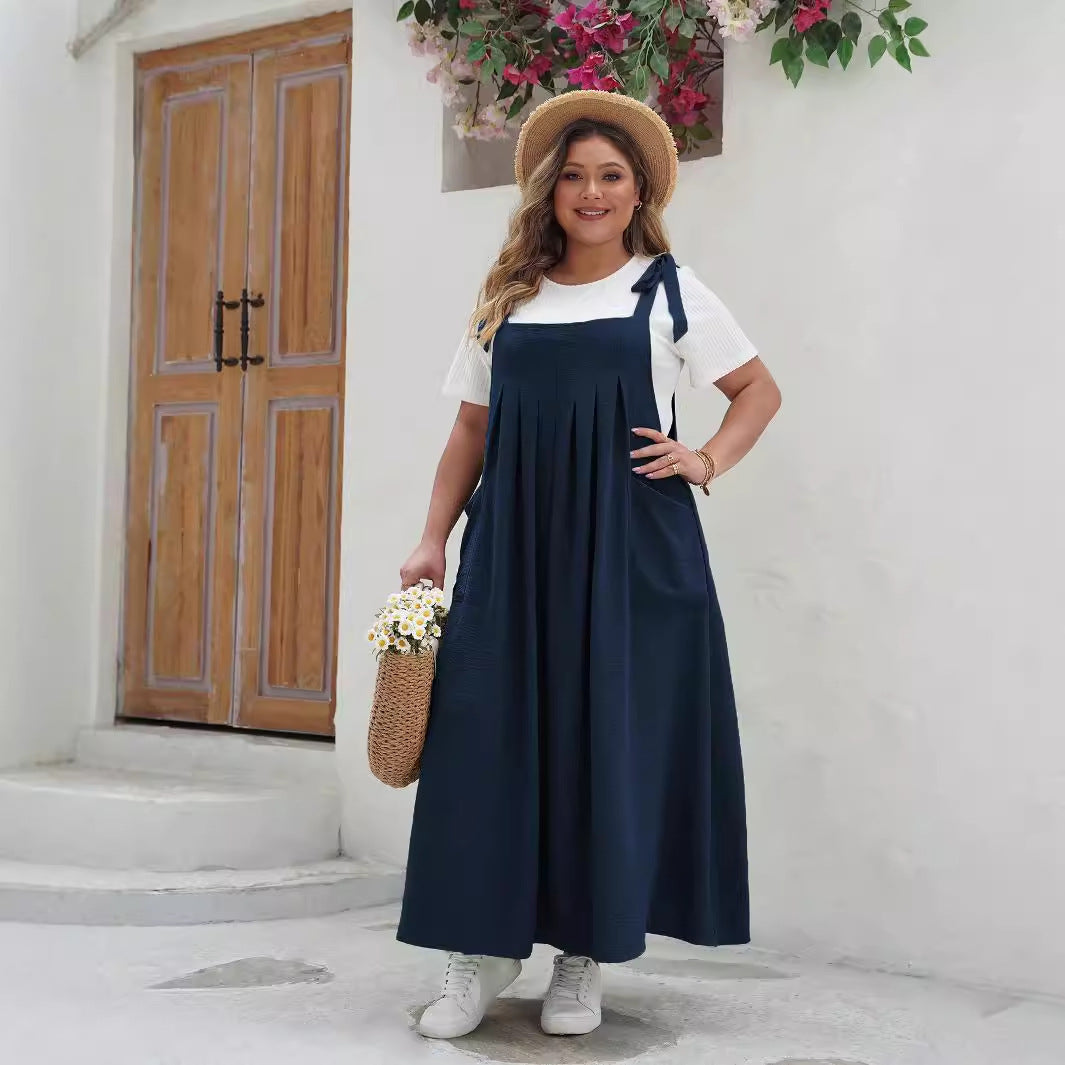 Chic Plus Size Solid Color Maxi Dress For Women