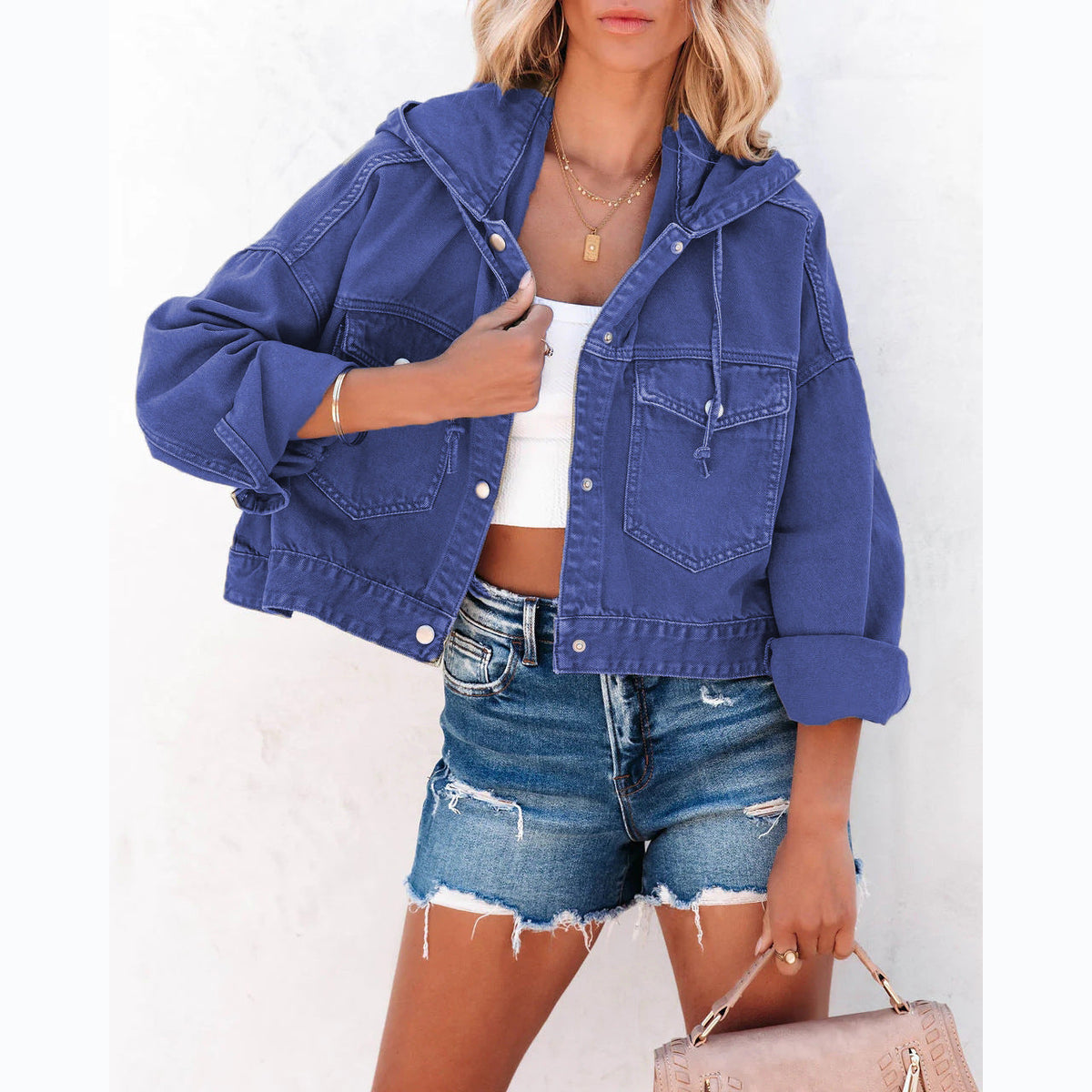 Trendy Casual Hoodie Denim Jacket for Women