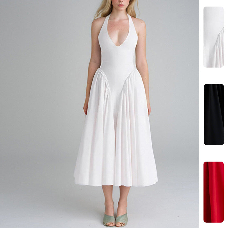 V-Neck Sleeveless Maxi Dress Elegant Casual Polyester