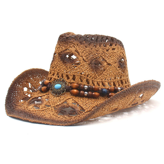 New Scenic Outdoor Beach  Cowboy Hat Sun-Proof Straw Hat Jazz Hat
