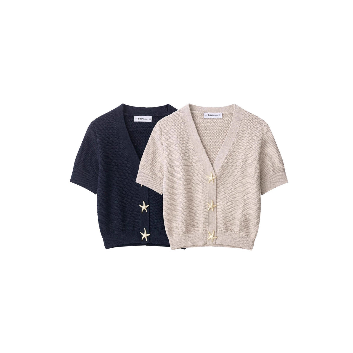 Trendy V-Neck Short Sleeve Knit Cardigan