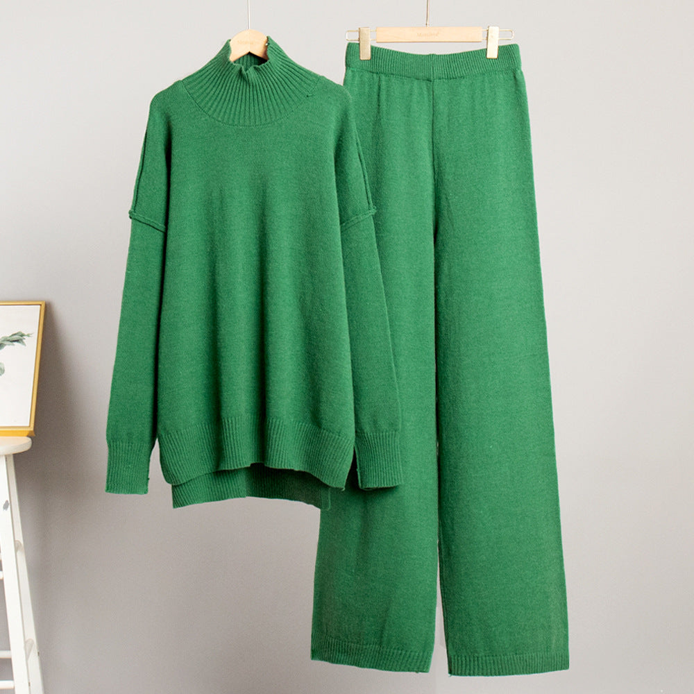 Cozy Turtleneck Sweater Set for Women with Relaxed Fit