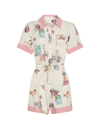 Elegant Tie-Front Linen Jumpsuit with Pockets