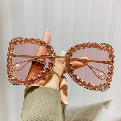 Trendy Oversized Luxury Rhinestone Sunglasses for Women