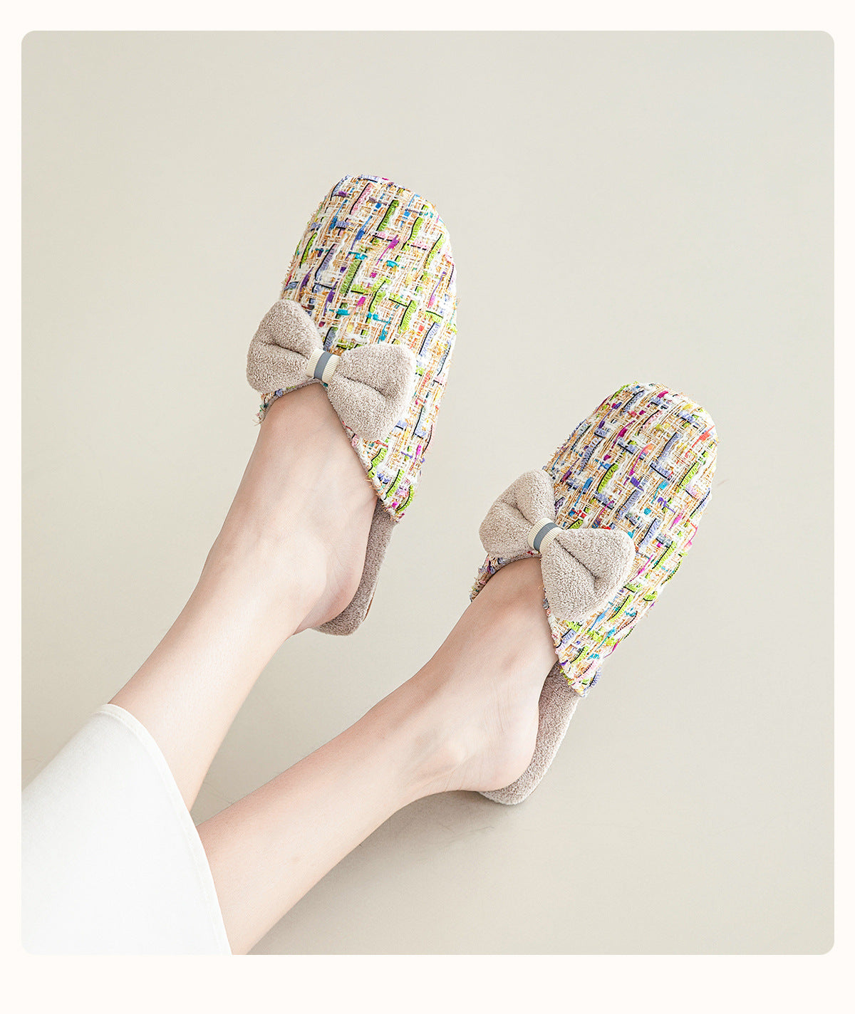 Trendy Bow Knot Thicken Plush Indoor Slippers