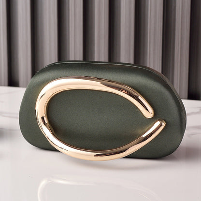 Retro PU Evening Clutch Bag With Gold Handle