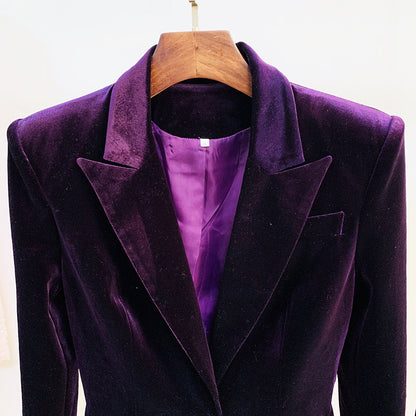 Elegant Velvet Blazer And Flare Pants Set