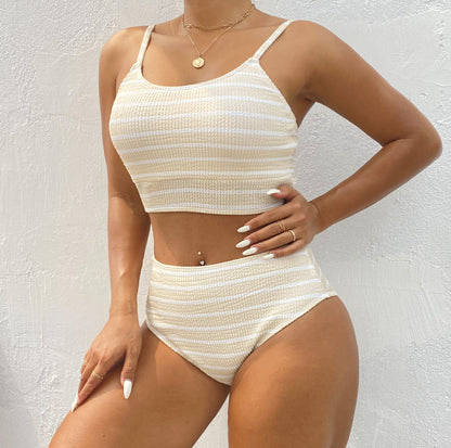 2PCS Striped Slim Spaghetti Swimwear