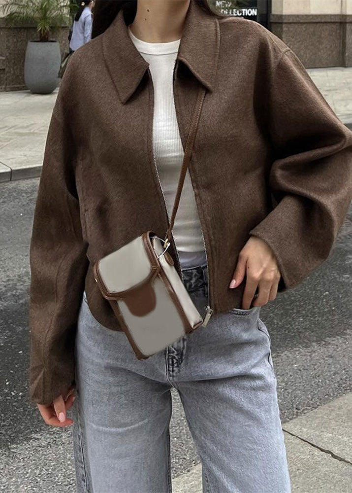 Wool Jacket With Zip Closure And Oversized Sleeves