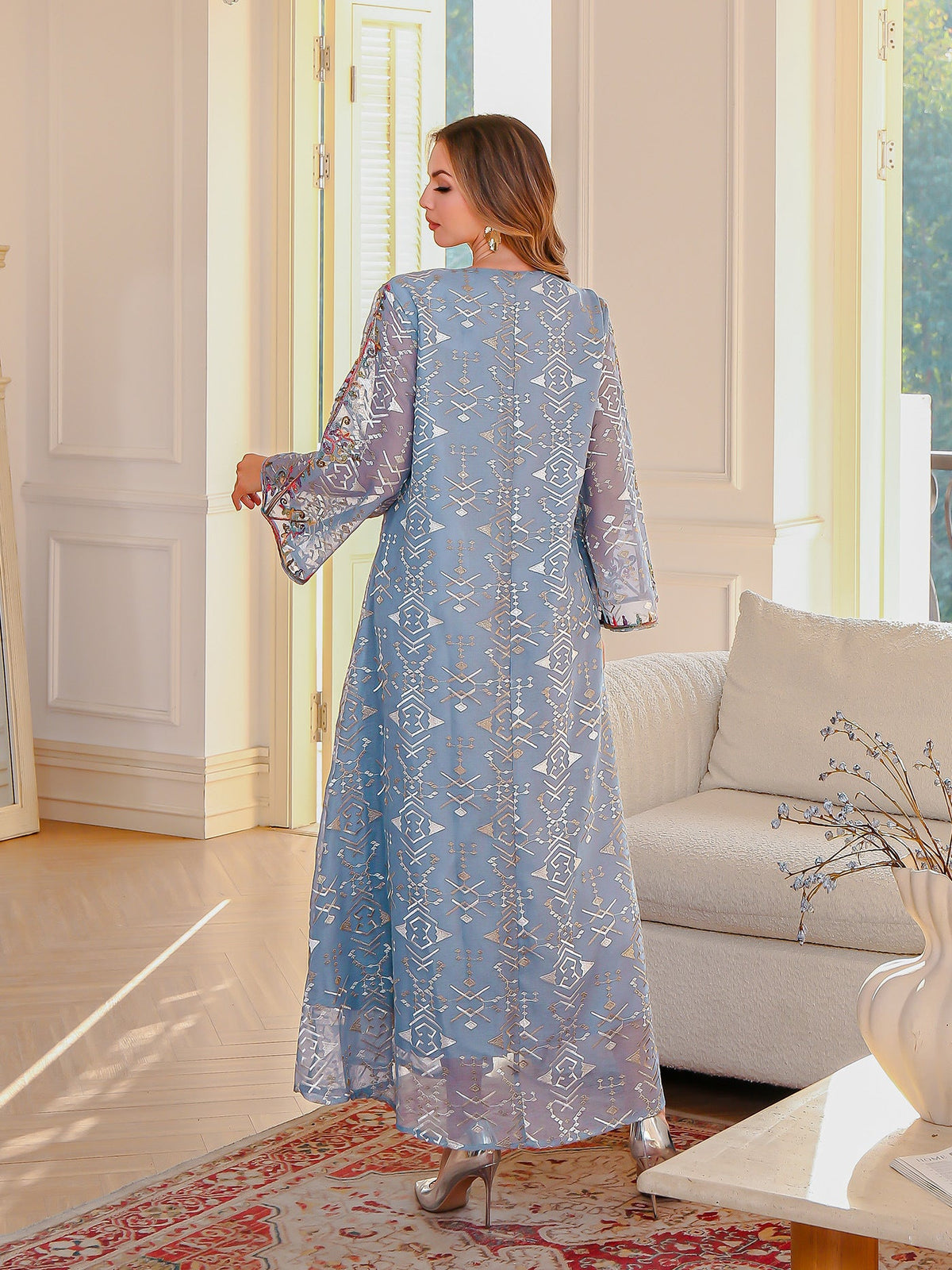 Muslim Embroidered Long Dress Stylish Abaya for Women