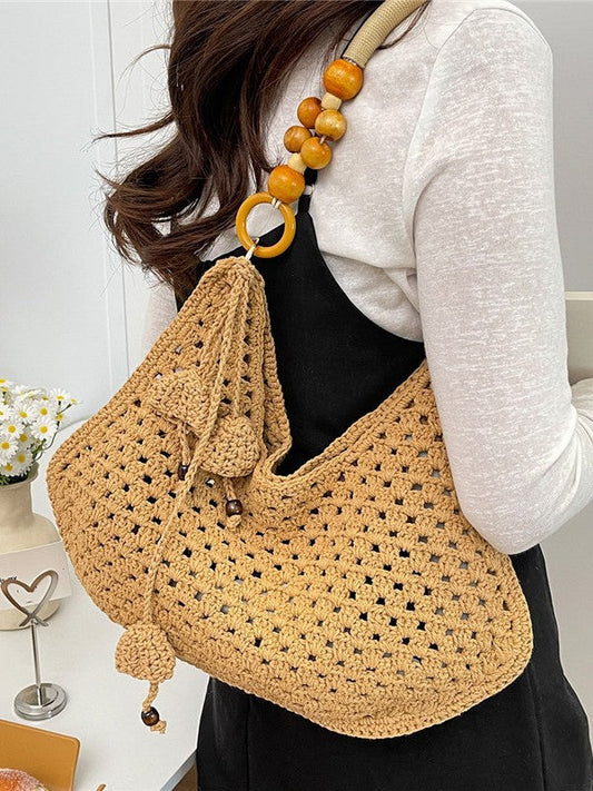 Trendy Knitted Tote Bag - Casual Large Capacity Weaved Purse