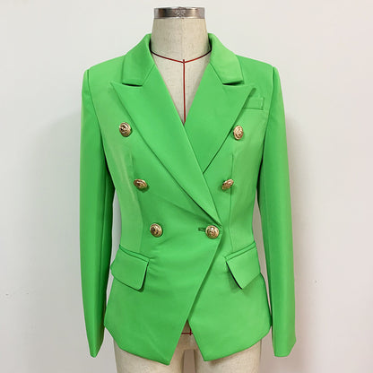 Double-Breasted Blazer With Metal Lion Head Button