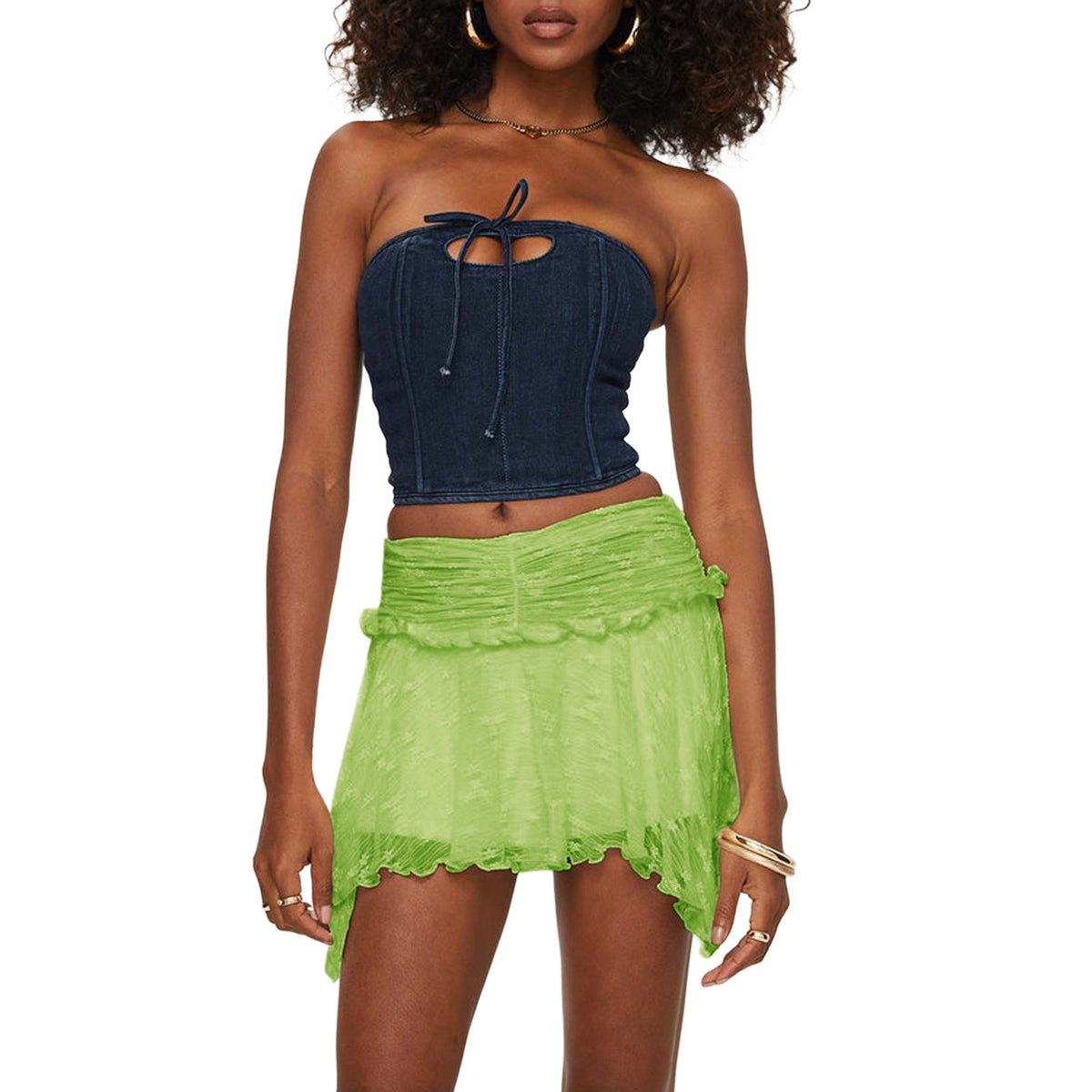 Sexy Layered Lace Irregular Mini Skirt