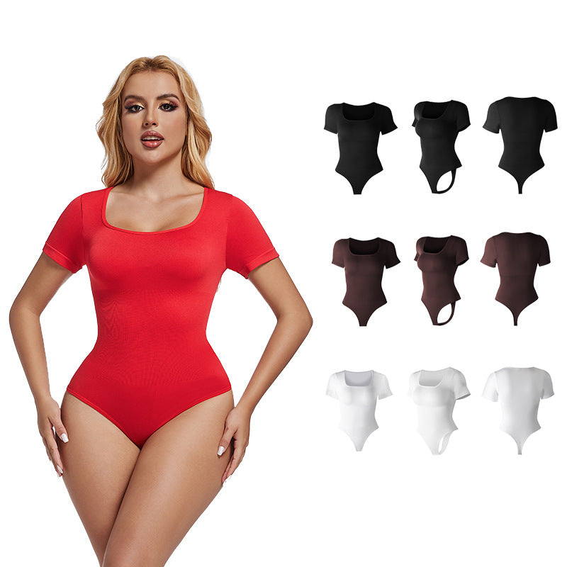 Form-Fitting Seamless Short Sleeve Bodysuit For Women