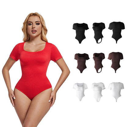 Form-Fitting Seamless Short Sleeve Bodysuit For Women