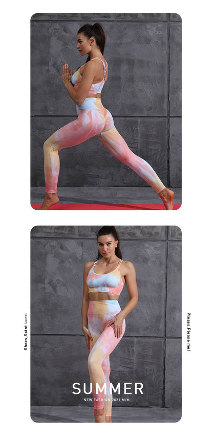 Tie-Dye Yoga Sports Suit Women'S Spring And Autumn Lightweight Fashion Slim And Quick-Drying Yoga Clothes