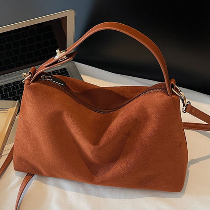 Vintage-Inspired Suede Crossbody Bag Stylish Daily Use