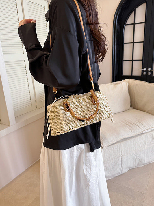 Handcrafted Bamboo Tote Bag Stylish Woven Beach Handbag