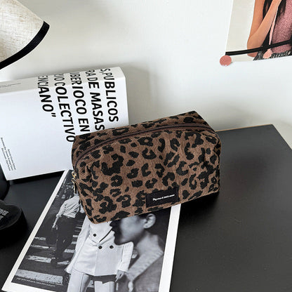 Minimalist Leopard Print Travel Portable Cosmetic Bag