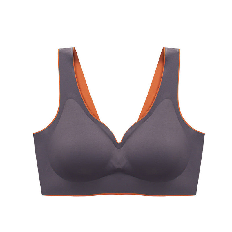 Solid Color Latex Underwear With One-Piece Contrasting Color And Beautiful Back, No Rims, Comfortable Buckles, Comfortable Vest Bra Women.