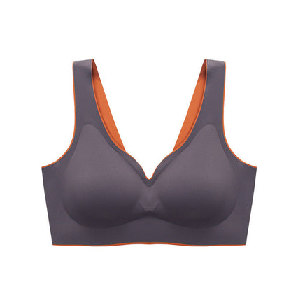 Solid Color Latex Underwear With One-Piece Contrasting Color And Beautiful Back, No Rims, Comfortable Buckles, Comfortable Vest Bra Women.