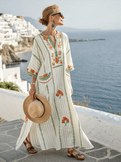 Summer Elegant Large Size Printing Long Pendulum Dress