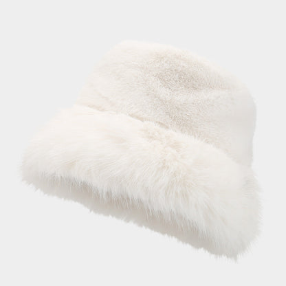 Simple Fluffy Faux Fur Thermal Bucket Hat