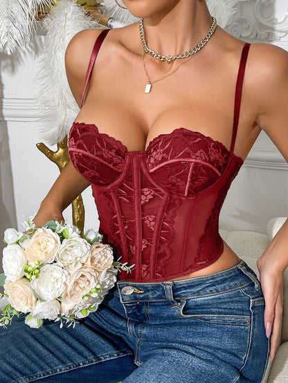 Sexy Lace Trimmed Bodycon Camisole Top