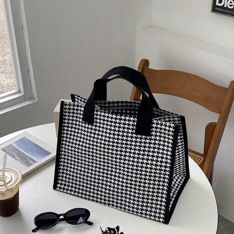 Large Capacity Striped Tote Bag Casual Versatile Canvas Shopping Bag