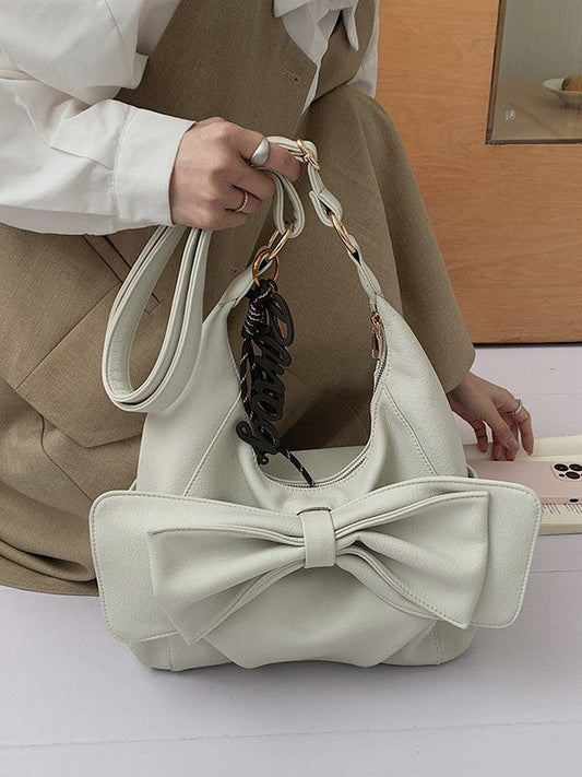 Fashionable Bow Decorated Shoulder Bag Stylish PU Crossbody Bag