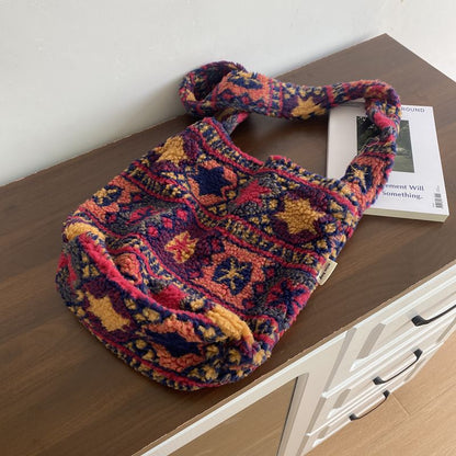 Boho Vintage Plush Crossbody Shoulder Bag