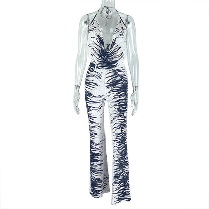 Trendy Zebra Print Two-Piece Wide-Leg Pants Set
