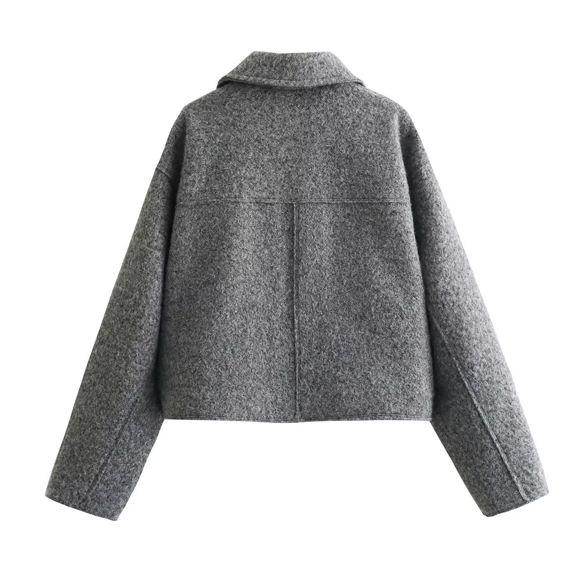 Lapel Zipper Pocket Casual Short Jacket