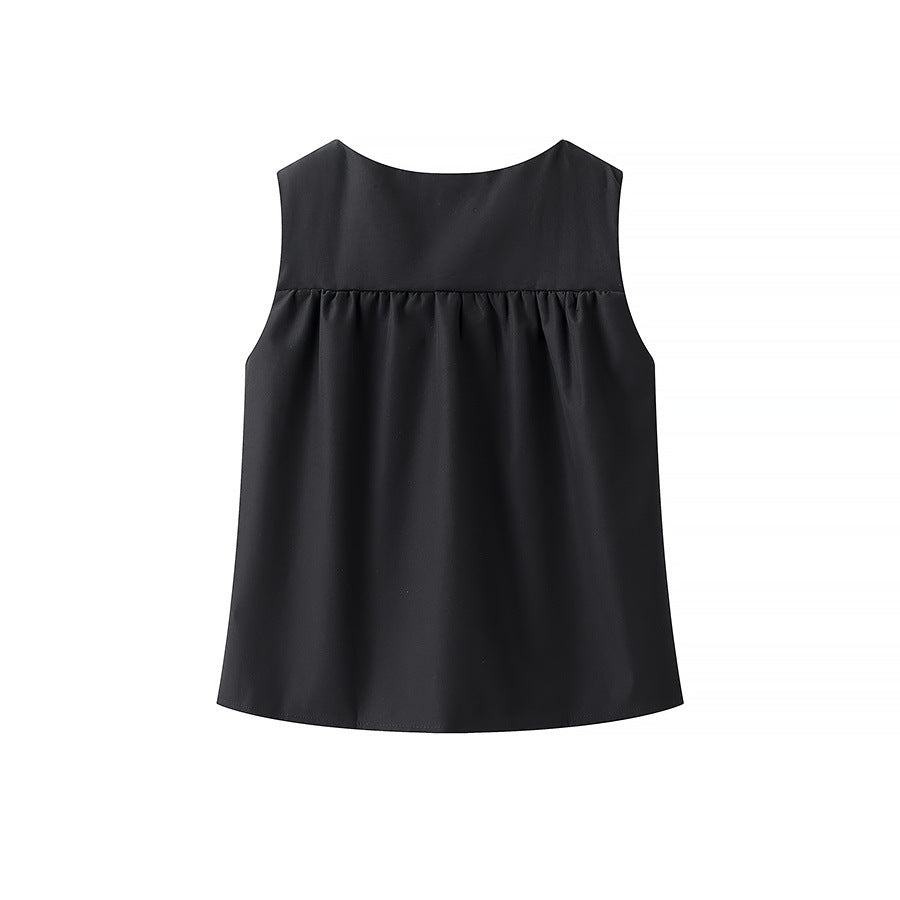 Solid Color Ruched Sleeveless Tank Top