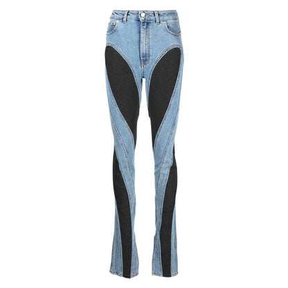 Color Block High-Waisted Skinny Jeans For Women