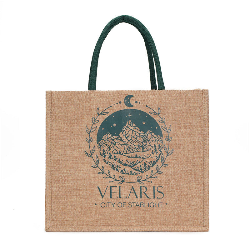 Trendy Hemp Tote Bag with Stylish Prints