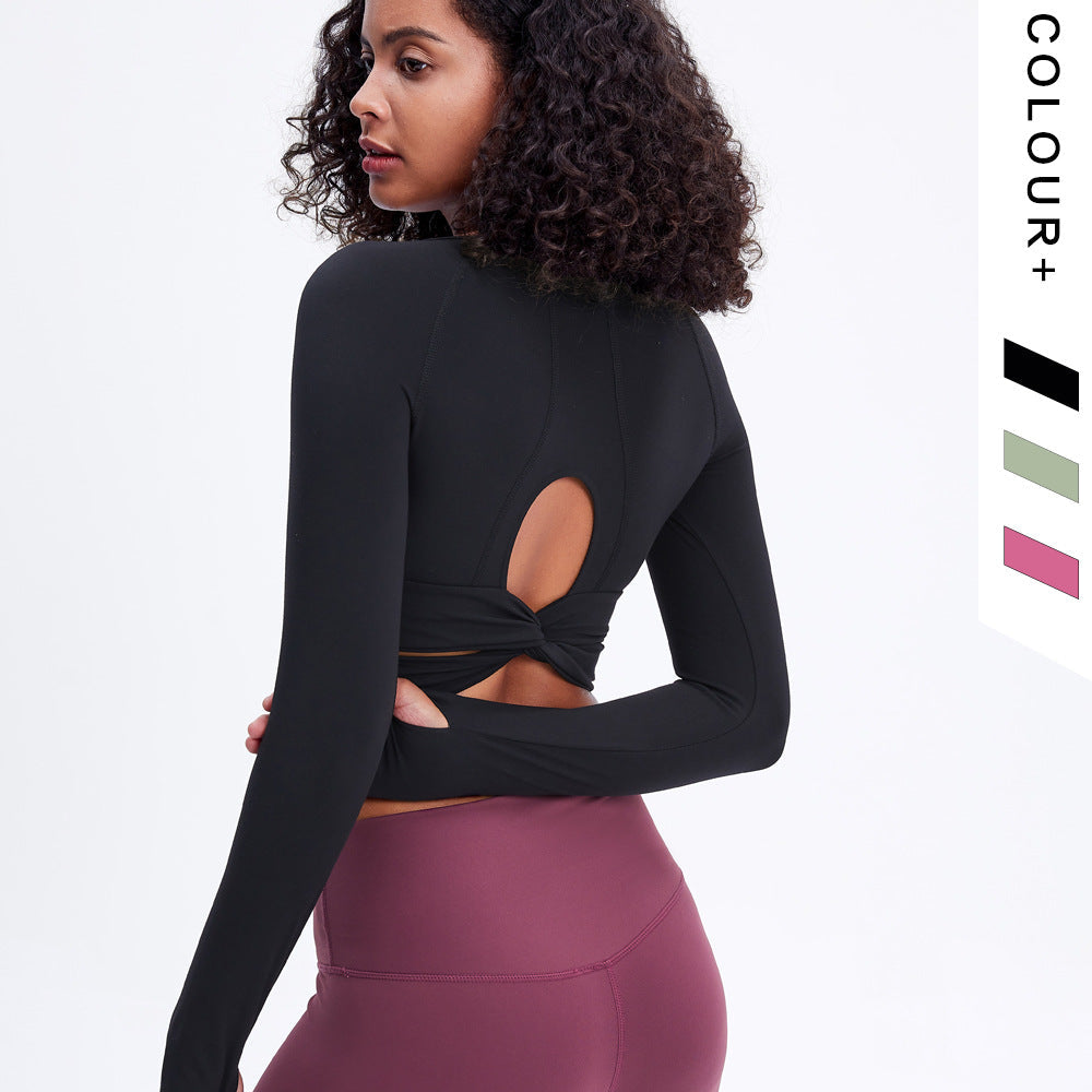 Quick-Dry Breathable Yoga High-Elastic Tight Shorts Stylish Long-Sleeved Fitness Yoga Top Girl