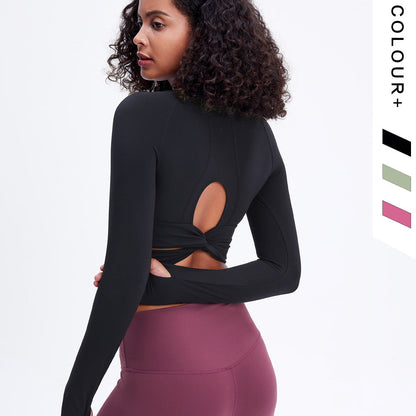 Quick-Dry Breathable Yoga High-Elastic Tight Shorts Stylish Long-Sleeved Fitness Yoga Top Girl