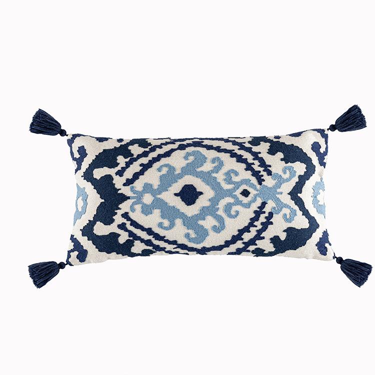 New Embroidered Retro Bohemian Style Cushion Cover Tassel Wool Ball  Cushion Cover