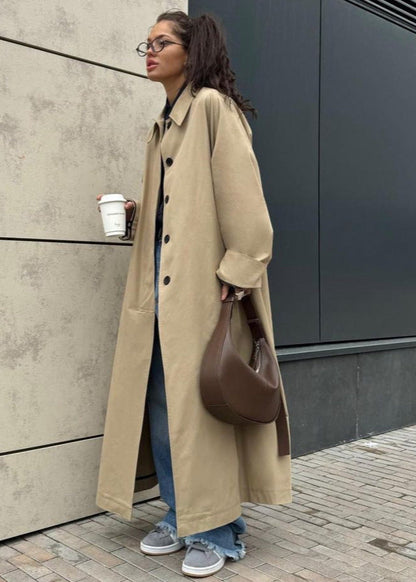 Oversized Trench Coat Durable Fabric Khaki