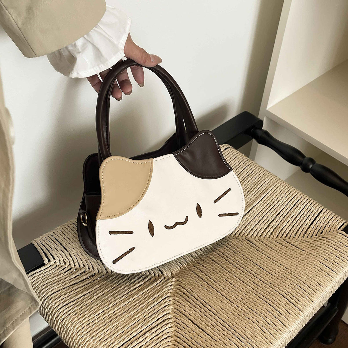 Cute Cat Pattern Casual Tote Bag Stylish Shoulder Bag