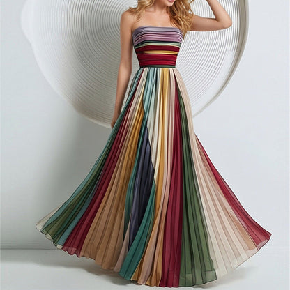 Elegant Printed Maxi Dress with High Waist